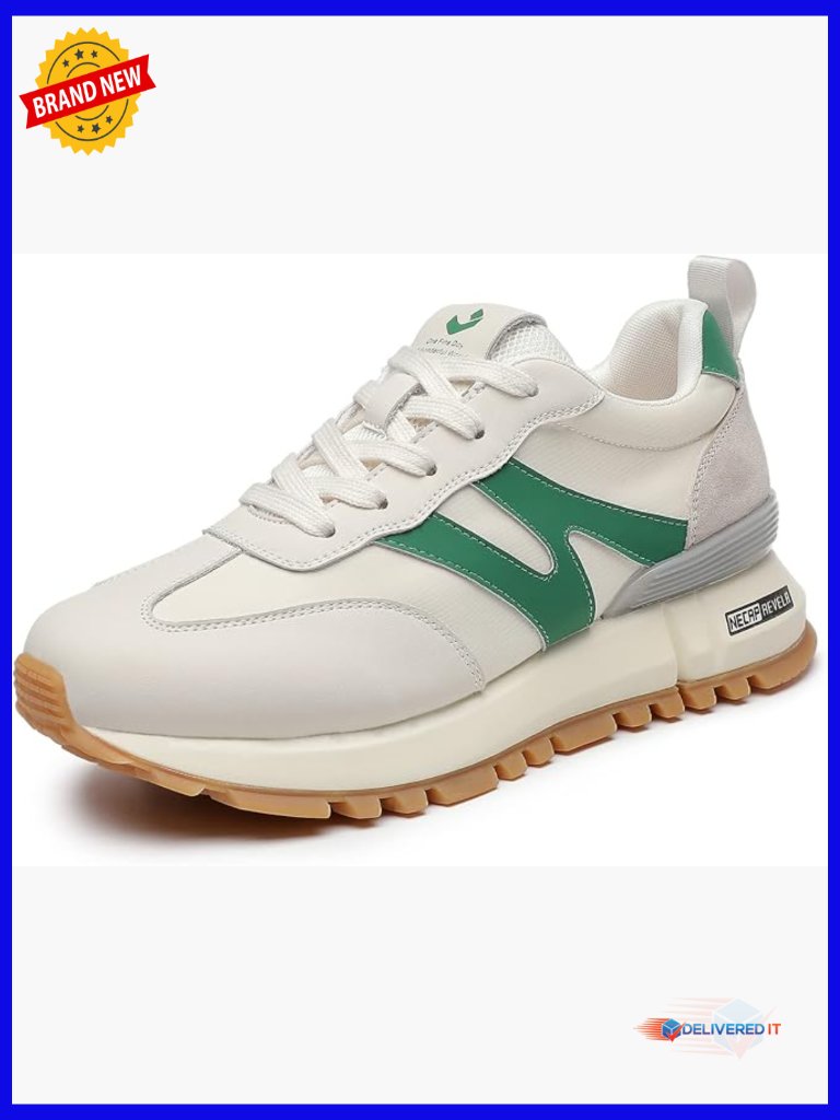 Genuine Leather Suede Patchwork Lace Up Walking Sneakers